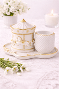 Handmade Soy Candle Set | Carousel Plaster Holders | Mint & Gold | Luxury Decor