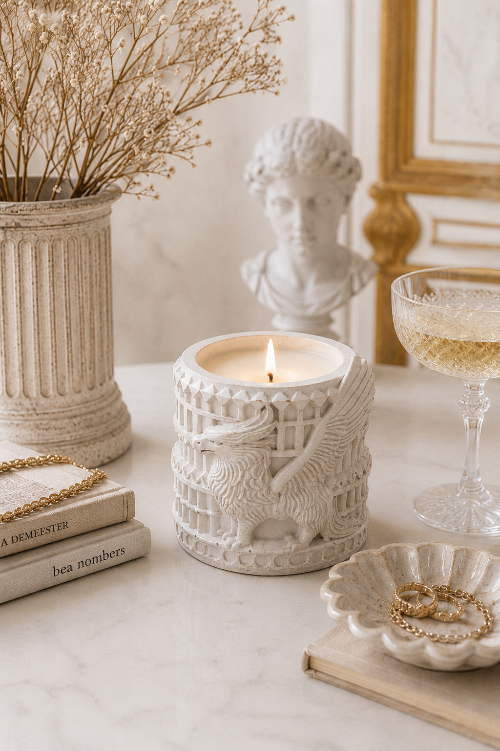 Griffin Gypsum Candle Holder | Soy Wax Candle | Botanic Garden Scent | Handmade
