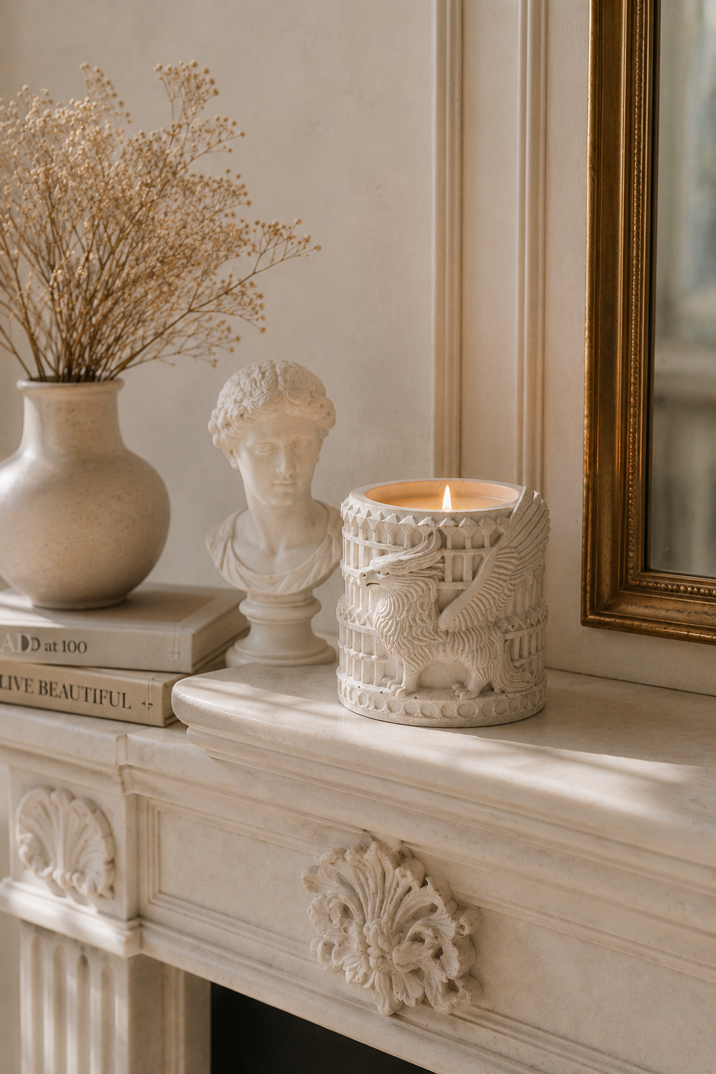 Griffin Gypsum Candle Holder | Soy Wax Candle | Botanic Garden Scent | Handmade