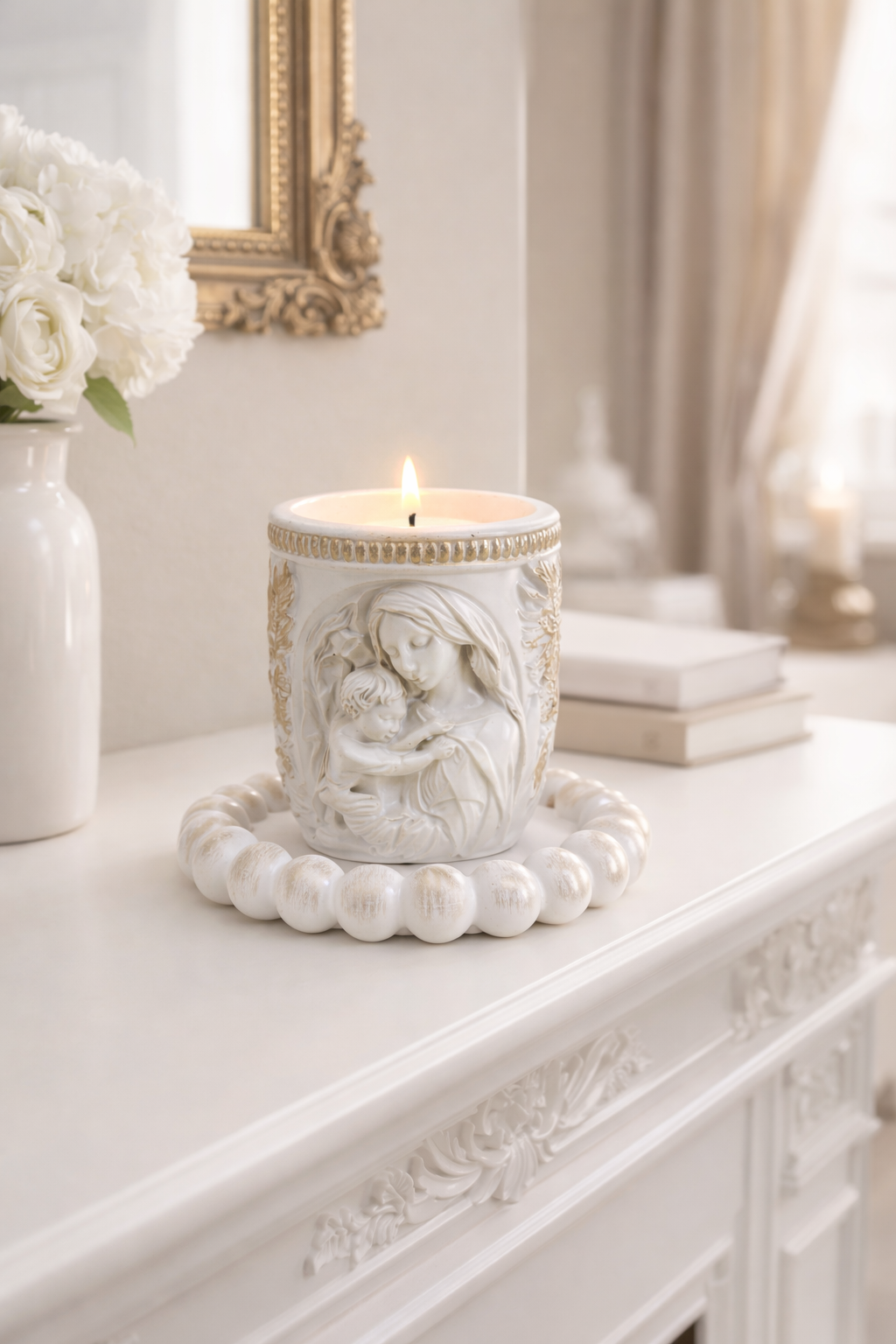 Madonna Candle — Handmade Soy Candle | Green Tea & Bamboo | Catholic Gift