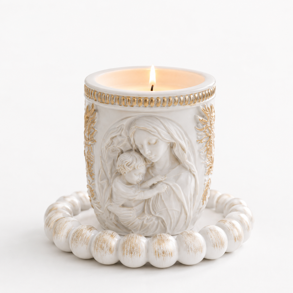 Madonna Candle — Handmade Soy Candle | Green Tea & Bamboo | Catholic Gift